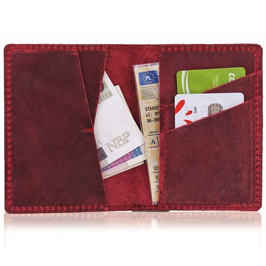 Skórzany cienki portfel slim wallet BRODRENE SW07 czerwony Brødrene   Skorzana.com