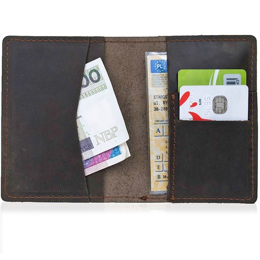 Skórzany cienki portfel slim wallet BRODRENE SW05 szary  Brødrene  Skorzana.com