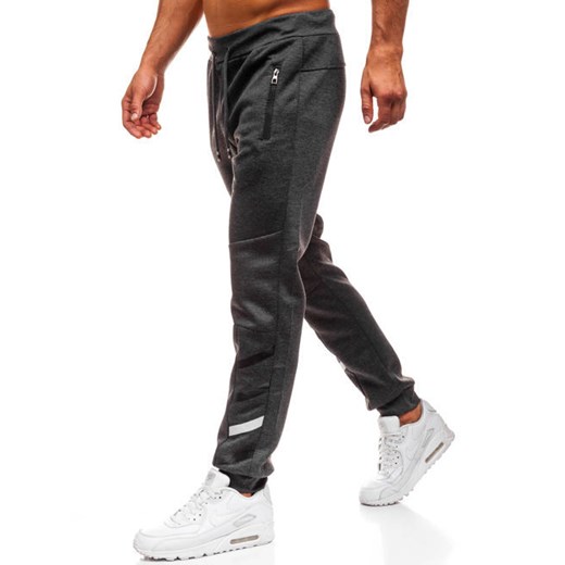 Spodnie męskie dresowe joggery grafitowe Denley 80535 Denley  L 