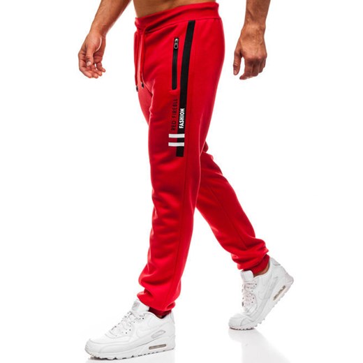 Spodnie męskie dresowe joggery czerwone Denley 80530  Denley L 
