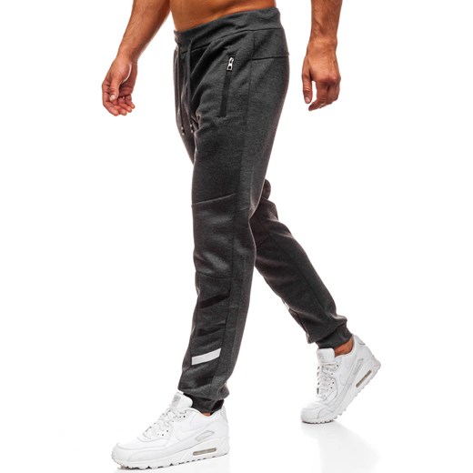 Spodnie męskie dresowe joggery grafitowe Denley 80535  Denley M 