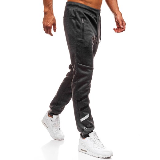 Spodnie męskie dresowe joggery grafitowe Denley 80535  Denley XL 
