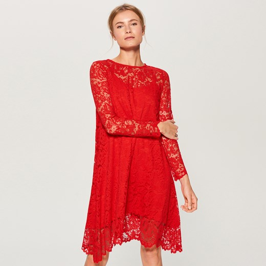 Mohito - Czerwona sukienka z koronki - Czerwony  Mohito XL 