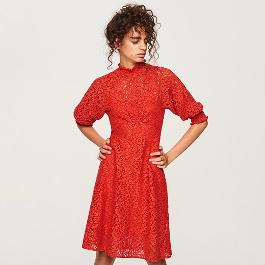 Reserved - Koronkowa sukienka - Czerwony