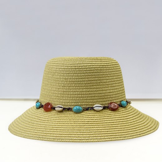 beżowy kapelusz plażowy z muszelkami  Allora  