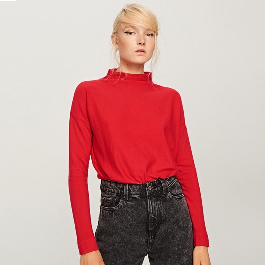 Reserved - Sweter z niską stójką - Czerwony  Reserved S 