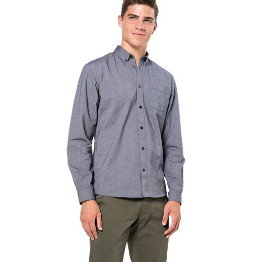 Koszula męska Minimum niebieska z kołnierzykiem button down z bawełny bez wzorów 