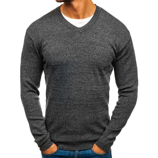 Sweter męski w serek antracytowy Denley H1816 Denley  L 