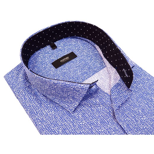 Niebieska koszula z długim rękawem w drobny wzór 499 Mmer  176-182 / 48-Regular Modini wyprzedaż 