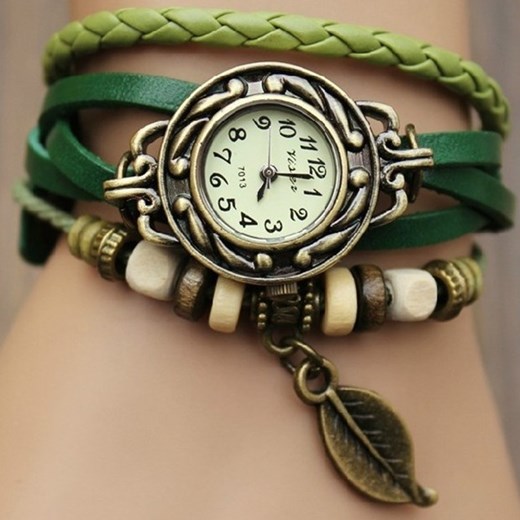 Zegarek LEAF z wisiorkiem - Zielony