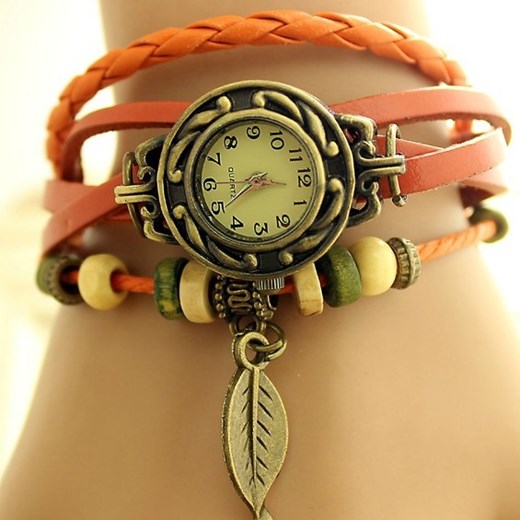 Zegarek LEAF z wisiorkiem - Pomarańczowy
