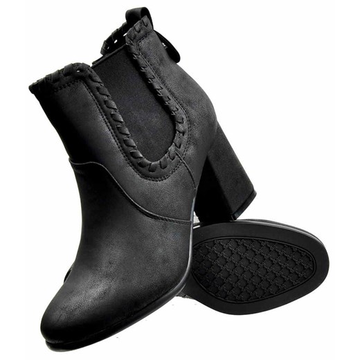 Czarne botki na obcasie /C6-1 2275 S328/  L.Lux. Shoes 36 pantofelek24.pl