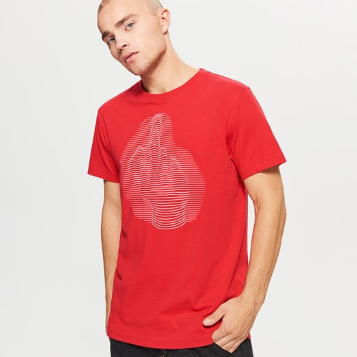 Cropp - Koszulka z grafiką - Czerwony  Cropp M 