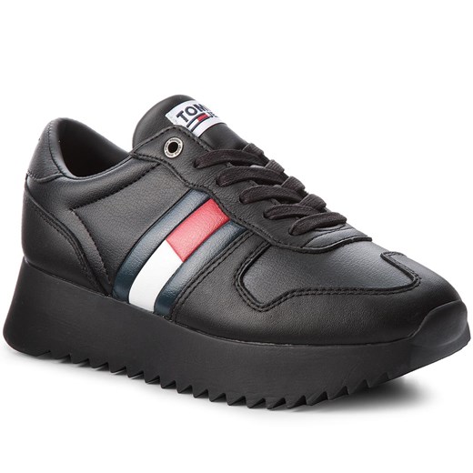 Sneakersy TOMMY JEANS - High Cleated Sneaker EN0EN00288 Black 990  Tommy Jeans 38 eobuwie.pl