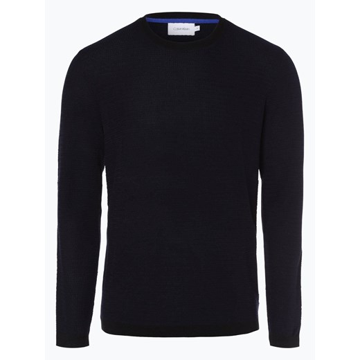 Calvin Klein - Sweter męski z dodatkiem wełny merino, niebieski Calvin Klein  L vangraaf