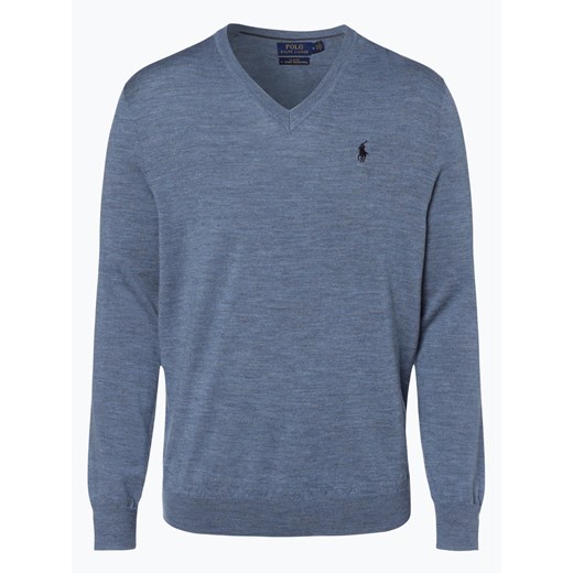 Polo Ralph Lauren - Męski sweter z wełny merino – Slim Fit, niebieski Polo Ralph Lauren  XXL vangraaf