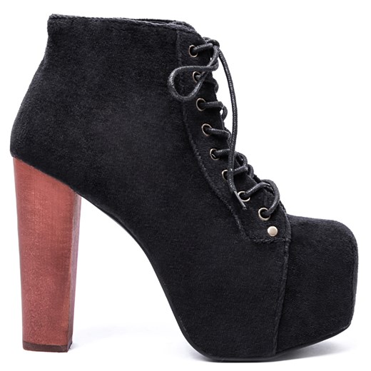Lita Black Velvet - Czarne Aksamitne Botki Damskie mivo Buty