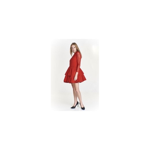 Sukienka wieczorowa z rękawami z siatki Norbi ptakmoda.com