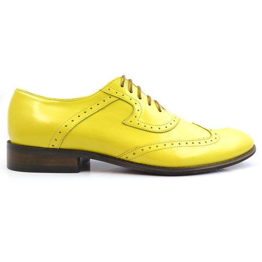 Żółte męskie buty wizytowe - brogsy T102  Faber 47 okazja Modini 