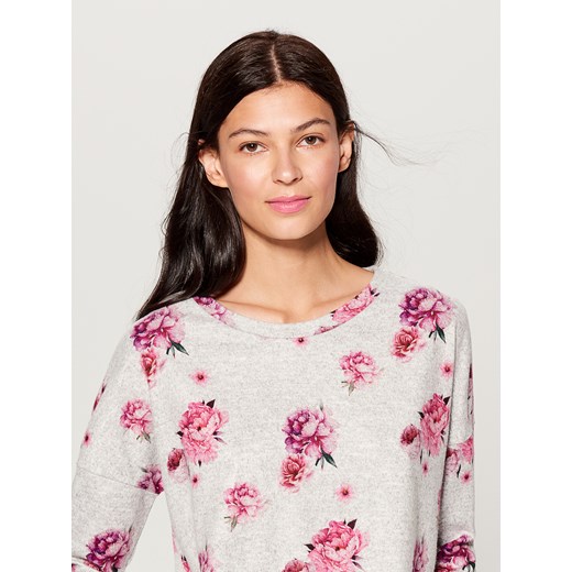 Mohito - Dzianinowy sweter w kwiaty - Szary  Mohito XS 