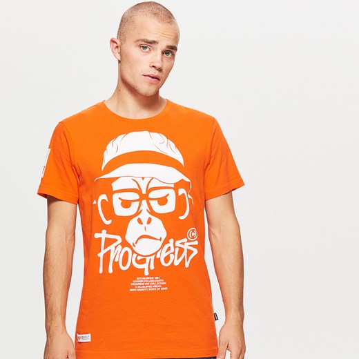 Cropp - Koszulka z nadrukiem kolekcja progress - Pomarańczowy  Cropp M 