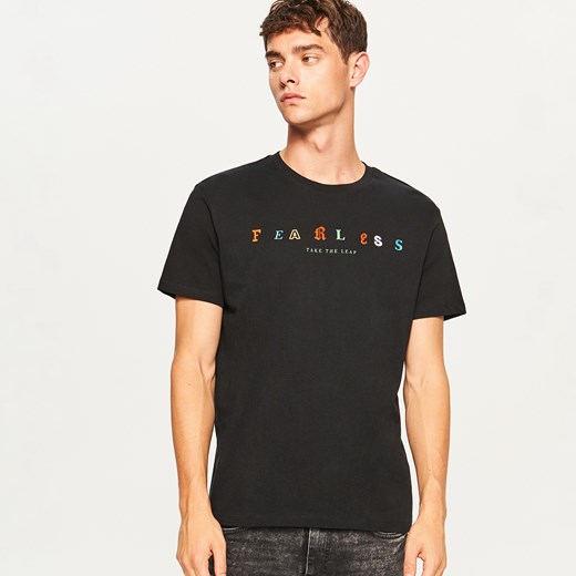 Reserved - T-shirt fearless - Czarny Reserved  XL 