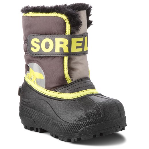 Śniegowce SOREL - Childrens Snow Commander NC1877 Dark Grey/Warning Yellow 090 Sorel  29 eobuwie.pl