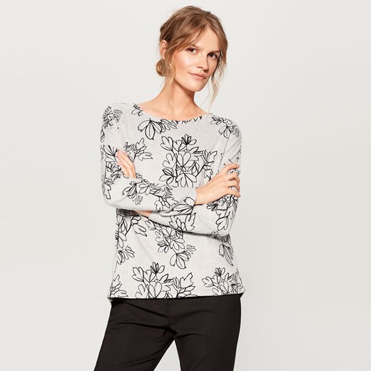 Mohito - Dzianinowy sweter w kwiaty - Czarny Mohito  XL 