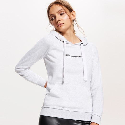 Cropp - Bluza typu hoodie - Jasny szary  Cropp S 