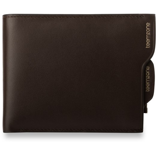 Poziomy męski portfel funkcjonalny, modny design - brązowy