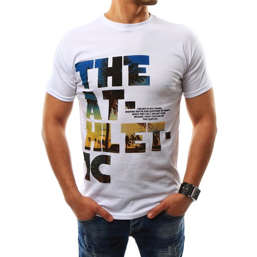 T-shirt męski z nadrukiem biały (rx2317)