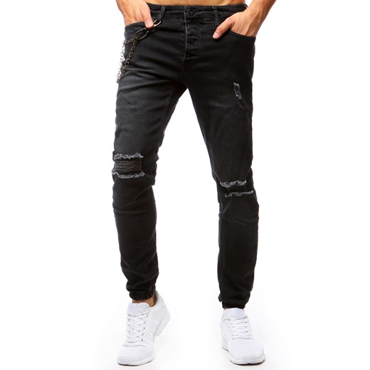 Spodnie joggery jeansowe męskie czarne (ux1270)