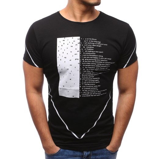 T-shirt męski z nadrukiem czarny (rx1970)