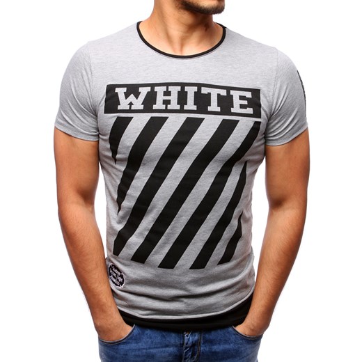 T-shirt męski z nadrukiem szary (rx2166)