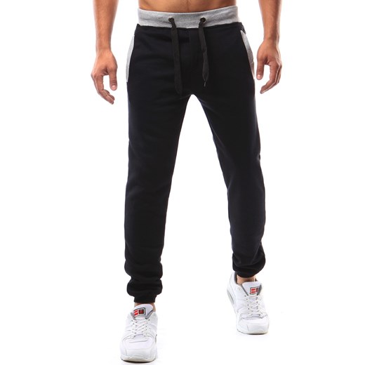 Spodnie męskie dresowe czarne (ux0955)