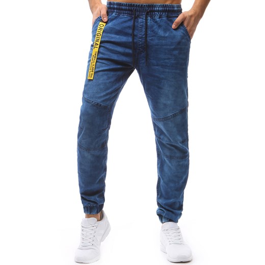 Joggery męskie denim look niebieskie (ux1243)