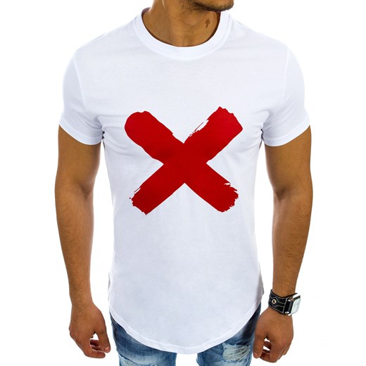 T-shirt męski z nadrukiem biały (rx2107)