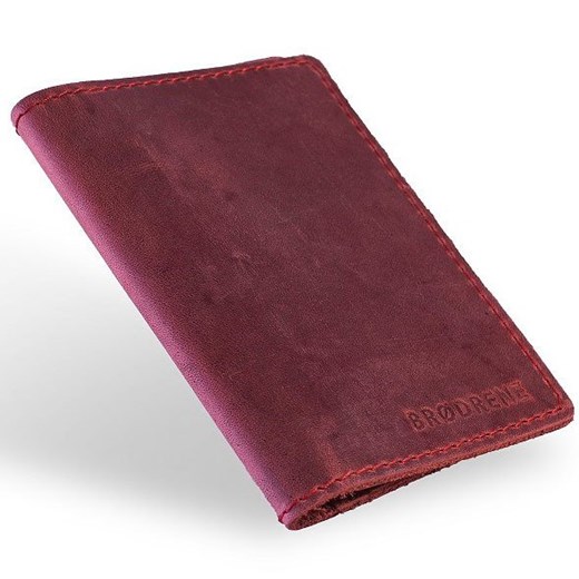 Skórzany cienki portfel slim wallet z bilonówką BRODRENE SW01+ czerwony Brødrene   Skorzana.com