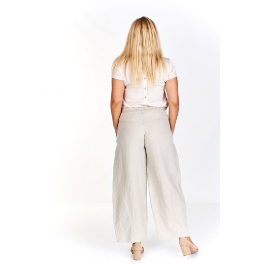 Szerokie spodnie z lnu z głębokimi kieszeniami Zele ptakmoda.com