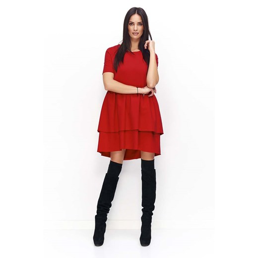 Czerwona Sukienka Casual z Falbankami