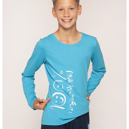 T-shirt z długim rękawem dla chłopca 9-13 lat turkusowy Endo 146 endo.pl