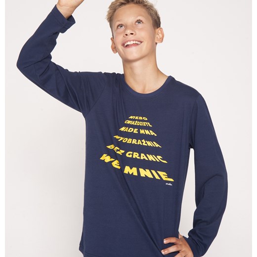 T-shirt z długim rękawem dla chłopca 9-13 lat granatowy Endo 158-164 okazja endo.pl 