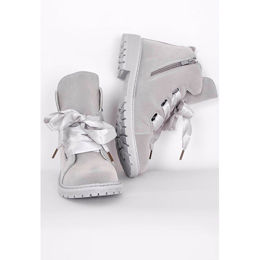 Szare botki trapery ze wstążką Zoio  39 okazja zoio.pl 