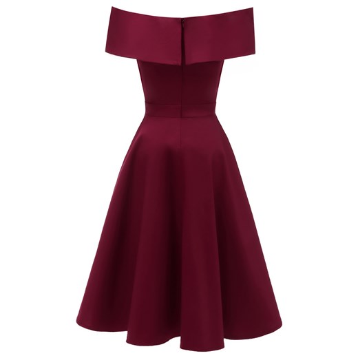 Sukienka Elegrina z krótkimi rękawami czerwona bez wzorów rozkloszowana 
