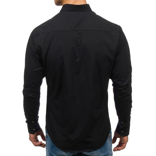 Koszula męska elegancka z długim rękawem czarna Bolf 7723 Denley czarny L 
