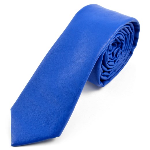 Niebieski krawat ze sztucznej skóry