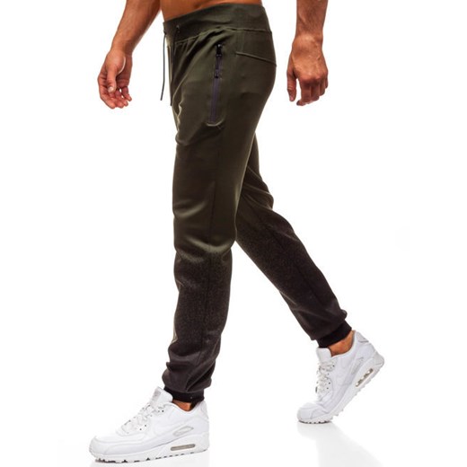 Spodnie męskie dresowe joggery zielone Denley HM007  Denley 2XL 