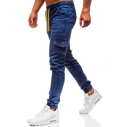 Spodnie jeansowe joggery męskie granatowe Denley Y261 Denley  M 