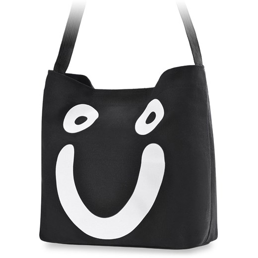 Ekotorba shopperka torebka damska z dwustronnym nadrukiem smile - czarny