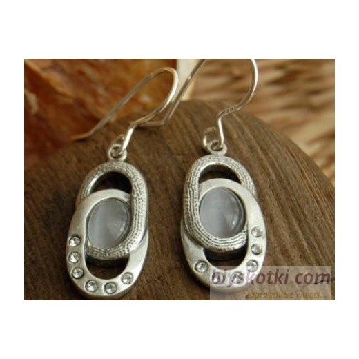 VESPA - srebrne kolczyki z kocim okiem i kryształkami 